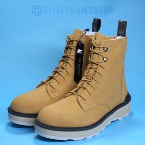 NWT!  Sorel Hi-Line Lace Waterproof Boot in Geo Yellow, Jet, Size 8